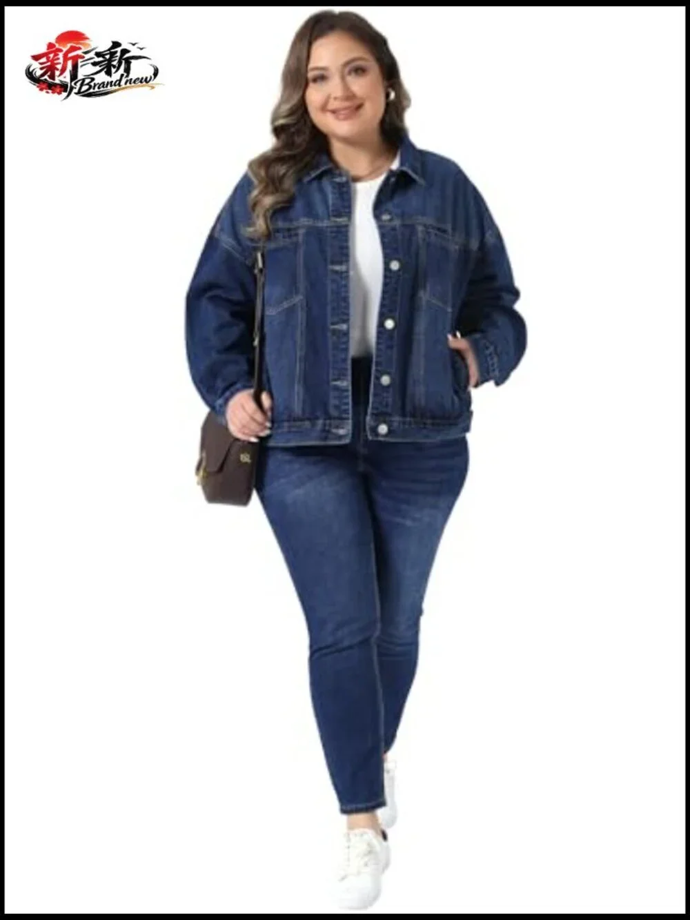 Plus Size Denim Jacket Long Sleeve Button Front Western